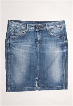 Pepe jeans blue short-mid length regular fit denim skirt
