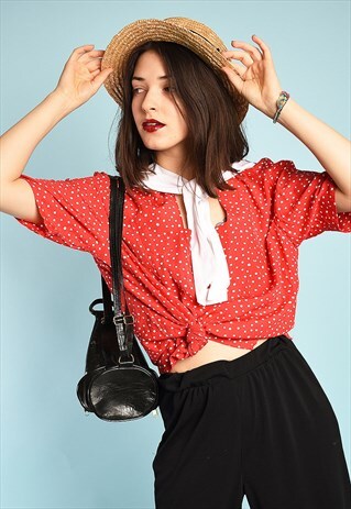 VINTAGE 90'S RETRO PARIS CHIC MINIMALIST BLOUSE TOP