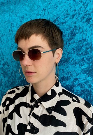 OBLONG 90'S STYLE SUNGLASSES - BROWN