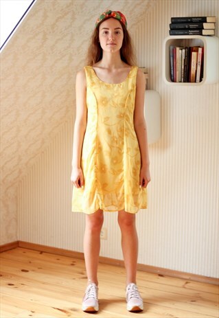 SHORT YELLOW FLORAL VINTAGE DRESS