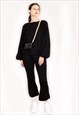KNITTED LOUNGEWEAR SET IN BLACK JUMPER AND TROUSERS