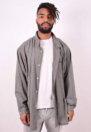 RALPH LAUREN MENS VINTAGE SHIRT XL GREY CHECK 90S
