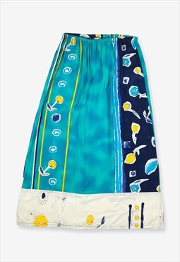 Vintage A-Line Patterned Skirt Teal Blue Medium BV12584