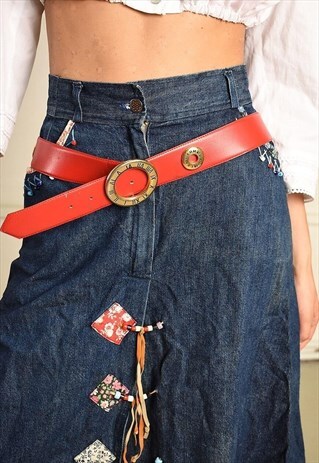 VINTAGE 80S PARIS CHIC FESTIVAL BELT IN RED LEATHER