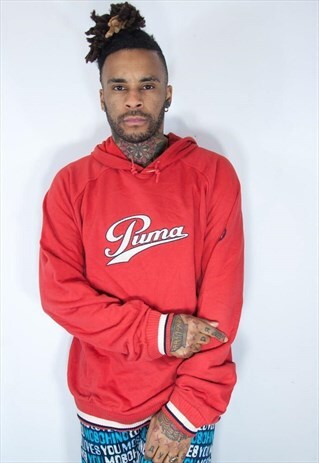 PUMA RED EMBROIDED HOODIE