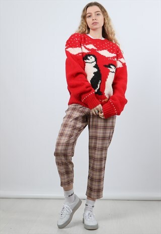 VINTAGE WOOLRICH XL RED KNITTED JUMPER