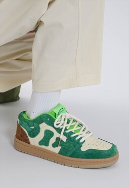 Bone patch sneakers skeleton suede trainers in green