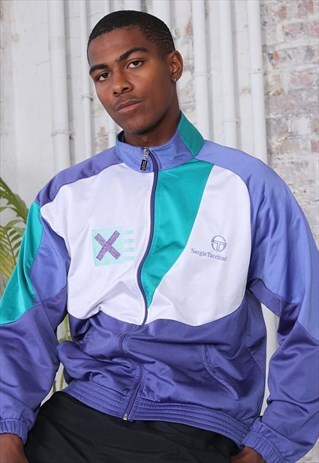 VINTAGE SERGIO TACCHINI LOGO TRACK JACKET BLUE WHITE PURPLE