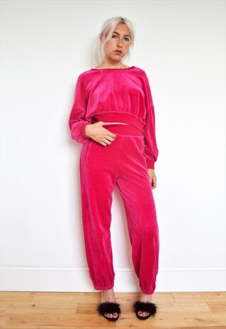 RARE SONIA RYKIEL PINK VELVET SPORTS LUXE TRACKSUIT CO ORD