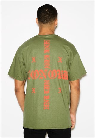 HONOUR CROSS OVERSIZED GREEN TEE