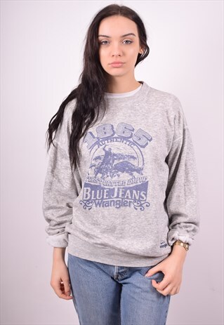 WRANGLER WOMENS VINTAGE SWEATSHIRT JUMPER LARGE GREY 90'S