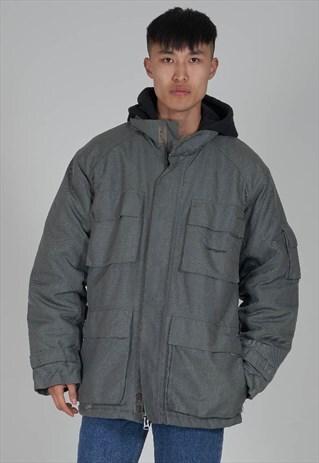 VINTAGE 90S CARHARRT GREY PADDED SPORT JACKET