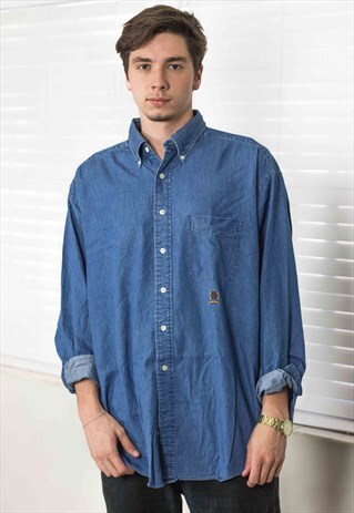 VINTAGE TOMMY HILFIGER DENIM SHIRT LOGO 90S X 12.4