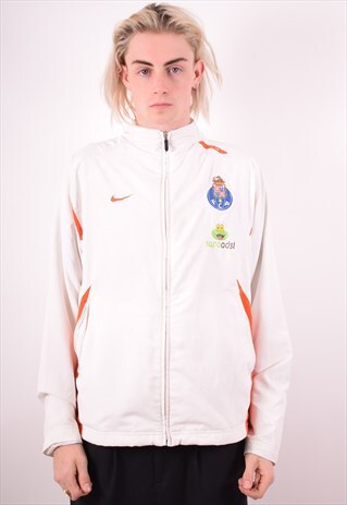 NIKE MENS VINTAGE TRACKSUIT TOP JACKET LARGE WHITE 90S