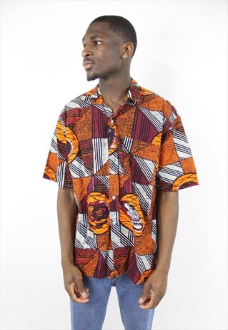 VINTAGE ABSTRACT 90'S PATTERNED SHIRT