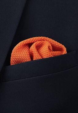 Wedding Handmade Polyester Knitted Pocket Square In Orange