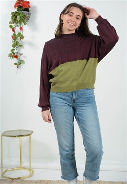 Vintage Reworked Two Tone Jumper Size M