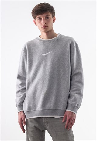 VINTAGE NIKE CREW NECK 90S GREY BIG LOGO