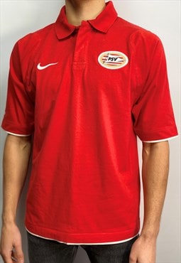 Vintage Nike PSV polo shirt in red and white (L)