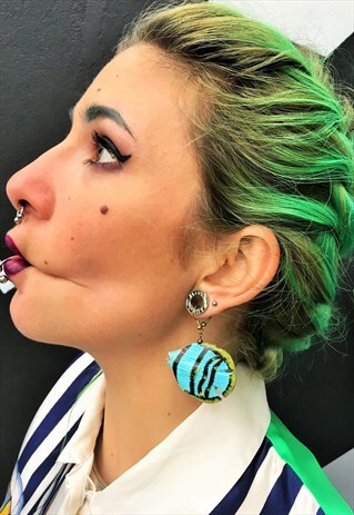VINTAGE TURQUOISE TROPICAL FISH EARINGS