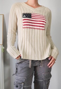 Vintage Y2K Gorpcore Beige Teddy Bear Hooded Jumper