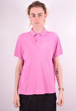 POLO RALPH LAUREN MENS VINTAGE POLO SHIRT LARGE PINK 90S