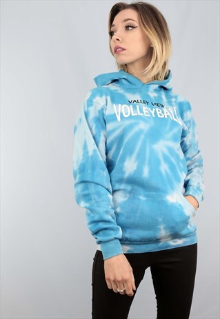 VINTAGE 90S OVERSIZED TIE DYE HOODIE SWEATER BLUE