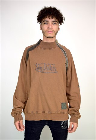 VINTAGE 90'S VON DUTCH DIAGONAL ZIP SWEATSHIRT