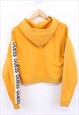 VINTAGE GUESS HOODIE YELLOW CROP WITH SLEEVE LOGO TAPING 