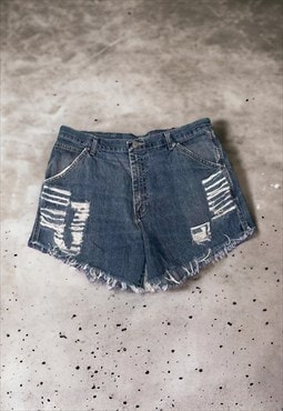 Vintage Wrangler Reworked Denim Cuff Off Ripped Shorts 