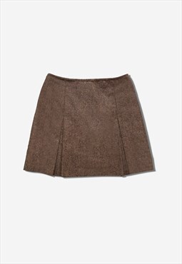 Vintage Y2K 00s wool pleated mini skirt in brown