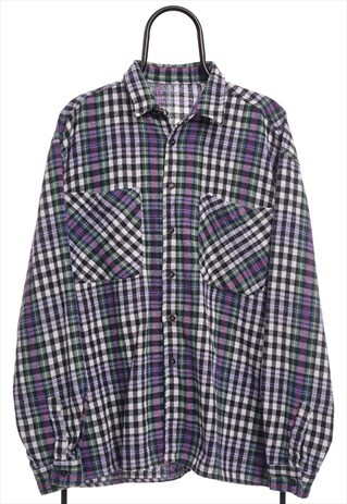 Vintage Multicolour Check Flannel Shirt Mens