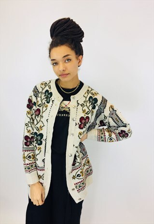 GORGEOUS COLOURFUL CHUNKY KNITTED CARDIGAN
