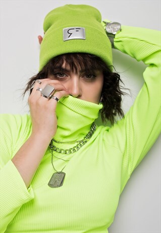 WINTER BEANIE IN NEON GREEN