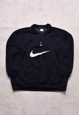 Vintage 90s OG Nike Black Zip Poly Sweater