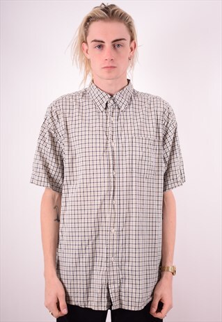 WRANGLER MENS VINTAGE SHIRT XL GREY CHECK 90S