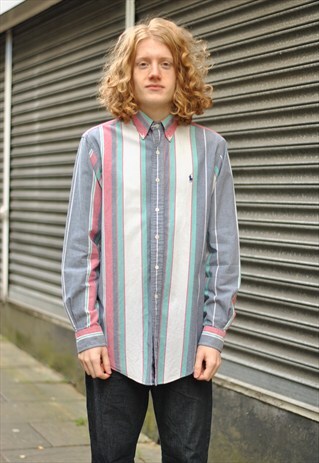 VINTAGE 90S POLO RALPH LAUREN BUTTON DOWN STRIPE SHIRT