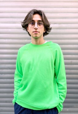 1990s Neon Green Plain Sweatshirt