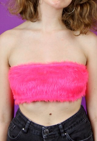 NEON PINK FAUX FUR BANDEAU