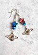 Cosmic Planet Iridescent Star X Facet Crystal Earrings