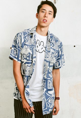 VINTAGE 90S PATTERNED SILK SHIRT