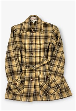 Vintage 70s Checked Wool Jacket Beige/Brown XS BV15509