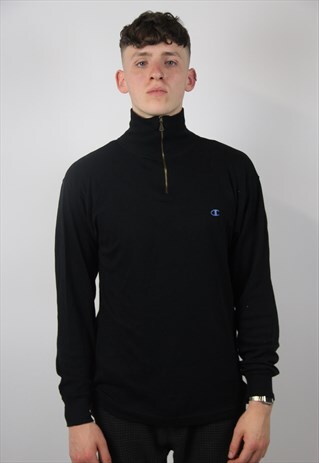 VINTAGE CHAMPION BLACK LIGHT 1/4 ZIP SWEATSHIRT