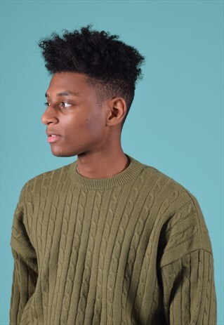 VINTAGE YVES SAINT LAURENT OLIVE KNITTED JUMPER