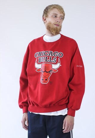 90S VINTAGE MENS CHICAGO BULLS CHAMPION BIG LOGO SWEATSHIRT