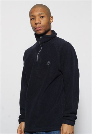VINTAGE KAPPA 1/4 ZIP LOGO FLEECE BLUE