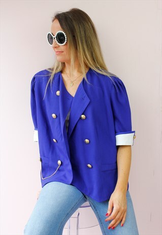 VINTAGE 80'S NAUTICAL GOLD BUTTON JACKET BLAZER