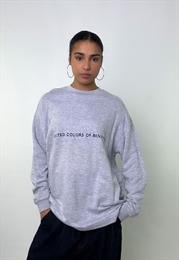 Grey 90s United Colours of Benetton Embroidered Sweatshirt