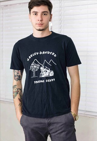 VINTAGE HARLEY-DAVIDSON CAIRO-EGYPT T-SHIRT LOGO 90S M 7.1