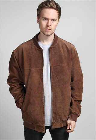 VINTAGE OVERSIZED SUEDE BOMBER JACKET